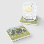 Schwarze Appaloosa Pferde im Sommer Weide Steinuntersetzer (Seitenansicht)