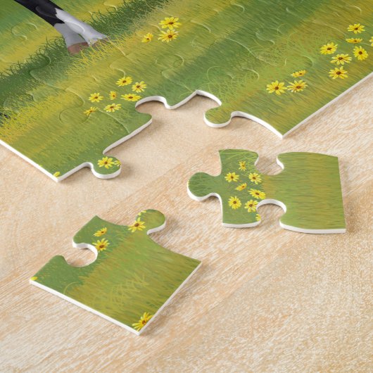 Schwarze Appaloosa Pferde im Sommerweide Puzzle (Seite)