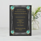 SCHWARZE AQUA GOLD ELEGANT WEDING INVITATION EINLADUNG (Stehend Vorderseite)