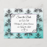 Schwarze Aquamarine Damaskus Hochzeit Save the Dat