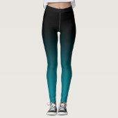 Schwarze aquamarine Ombre Leggings (Vorderseite)