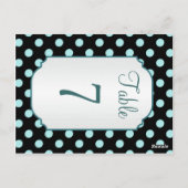 Schwarze aquamarine Polka Punkt Tischnummer Postka (Rückseite)