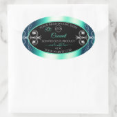 Schwarze Aquamarine Produktkennzeichnungen - Diama Ovaler Aufkleber (Tasche)