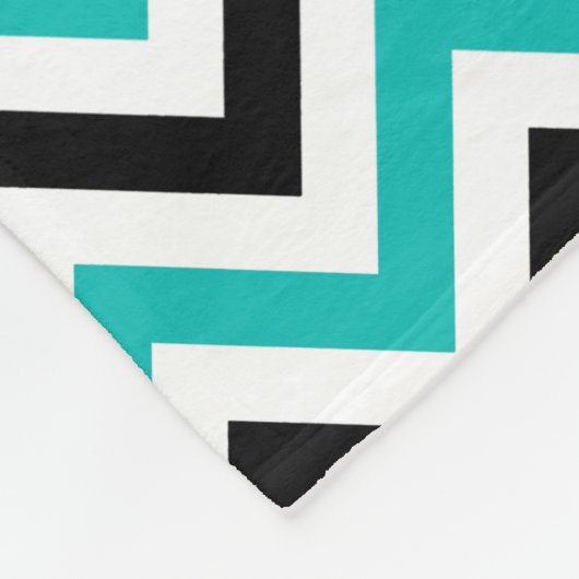 Schwarze aquamarine Punkt-Zickzack Monogramm-Decke Fleecedecke (Ecke)