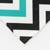 Schwarze aquamarine Punkt-Zickzack Monogramm-Decke Fleecedecke (Ecke)