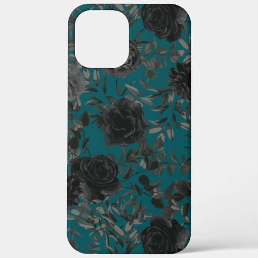 Schwarze Aquamarine Rose Gothic Elegante Hochzeit Case-Mate iPhone Hülle (Rückseite)