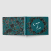 Schwarze Aquamarine Rose Gothic Elegante Hochzeit Gästebuch (Voll)