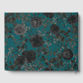 Schwarze Aquamarine Rose Gothic Elegante Hochzeit Gästebuch (Rückseite)