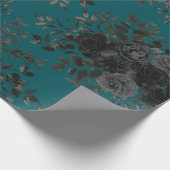 Schwarze Aquamarine Rose Gothic Elegante Hochzeit Geschenkpapier (Ecke)