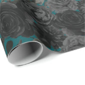 Schwarze Aquamarine Rose Gothic Elegante Hochzeit Geschenkpapier (Rolleneckpunkt)