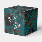 Schwarze Aquamarine Rose Gothic Elegante Hochzeit Geschenkschachtel (Rückseite)