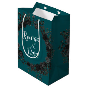 Schwarze Aquamarine Rose Gothic Elegante Hochzeit Mittlere Geschenktüte