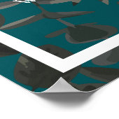 Schwarze Aquamarine Rose Gothic Elegante Hochzeit Poster (Ecke)