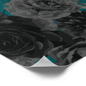 Schwarze Aquamarine Rose Gothic Elegante Hochzeit Poster (Ecke)