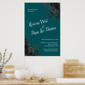 Schwarze Aquamarine Rose Gothic Elegante Hochzeit Poster (Küche)