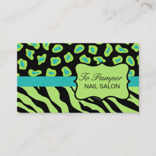 Schwarze, Aquamarine und grüne Zebra- und Cheetah Visitenkarte