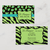 Schwarze, Aquamarine und grüne Zebra- und Geparkha Visitenkarte (Vorne/Hinten)