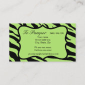 Schwarze, Aquamarine und grüne Zebra- und Geparkha Visitenkarte (Rückseite)