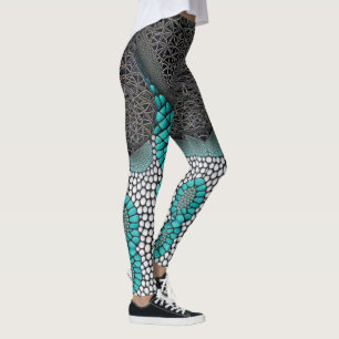 Schwarze, Aquamarine und weiße Schlange Leggings