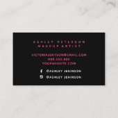 schwarze Aquarell brushtrokes Make-uptypographie Visitenkarte (Rückseite)