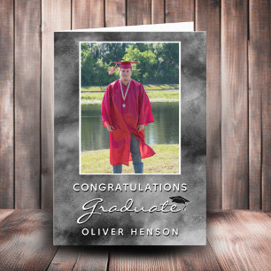 Schwarze Aquarell-Gratulations-Graduierungsfoto  Karte