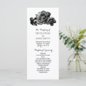Schwarze Aquarell-Rosen Elegantes Hochzeitsprogram Programm (Stehend Vorderseite)