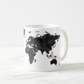 Schwarze Aquarell-Weltkarte-Reisend-Geschenk-Reise Kaffeetasse (VorderseiteRechts)