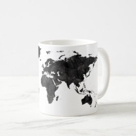 Schwarze Aquarell-Weltkarte-Reisend-Geschenk-Reise Kaffeetasse