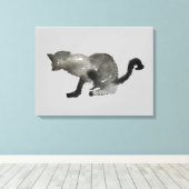 Schwarze Aquarellkatze Leinwanddruck (Insitu (Holzboden))
