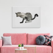 Schwarze Aquarellkatze Leinwanddruck (Insitu (Wohnzimmer))
