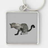 Schwarze Aquarellkatze Schlüsselanhänger (Vorne)