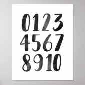 Schwarze Aquarellnummern Bildungs-Kinderzimmer-Dek Poster (Vorne)