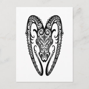 Schwarze Ären Zodiac auf Weiß Postkarte