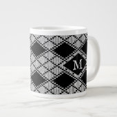 SCHWARZE ARGYLE-STRICK-Großtasse + Initiale Jumbo-Tasse (Vorderseite Rechts)