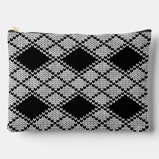 SCHWARZE ARGYLE-STRICKWAREN GROSSE ACCESSOIRETASCH ZUBEHÖRTASCHE (Vorderseite)