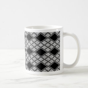 SCHWARZE ARGYLE-STRICKWAREN Weiße Tasse