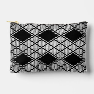 SCHWARZE ARGYLESTRICKMASCHE Kleine Accessoiretasch Zubehörtasche