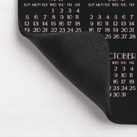 Schwarze Art Deco Rosa Jahreskalender 2019 Mousepa Mousepad (Ecke)