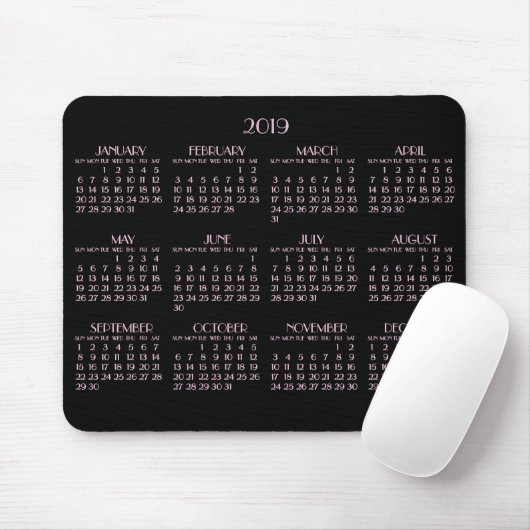 Schwarze Art Deco Rosa Jahreskalender 2019 Mousepa Mousepad (Mit Mouse)