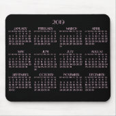Schwarze Art Deco Rosa Jahreskalender 2019 Mousepa Mousepad (Vorne)