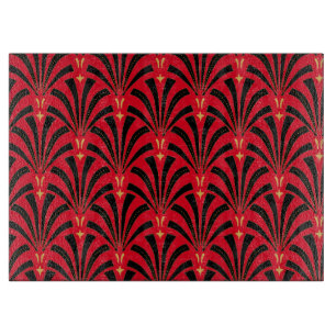 Schwarze Art Deco Ventilatoren Rot Schneidebrett