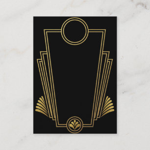 Schwarze Art Deco Visitenkarte aus Gold