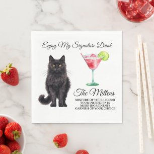 Schwarze asiatische Katzensignatur-Trinkhochzeit H Serviette