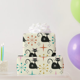 Schwarze Atomkatze aus dem Mittelalter mit Sternex Geschenkpapier