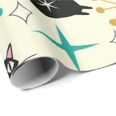 Schwarze Atomkatze aus dem Mittelalter mit Sternex Geschenkpapier (Rolleneckpunkt)