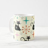 Schwarze Atomkatze aus dem Mittelalter mit Sternex Kaffeetasse (Vorderseite Links)