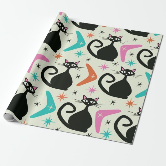 Schwarze Atomkatzen aus dem Mittelalter mit Boomer Geschenkpapier (Ungerollt)