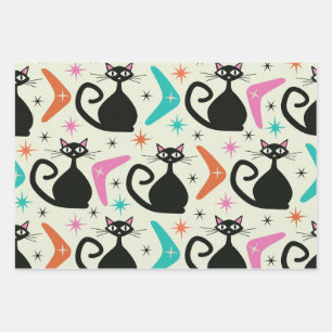 Schwarze Atomkatzen aus dem Mittelalter mit Boomer Geschenkpapier Set