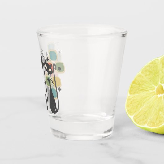 Schwarze Atomkatzen aus dem Retro-Mittelalter Schnapsglas (Rechts)