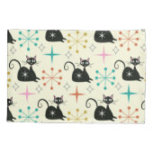Schwarze Atomkatzen aus der Mitte des Jahrhunderts Kissenbezug (Rückseite)